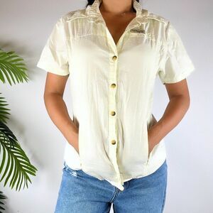 Vintage Y2K Columbia Gorpcore Yellow Short Sleeve Outdoor Sport Shirt / Size: M